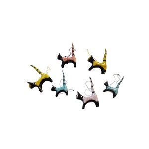 Vintage set of 7 Cat Figurines Ornaments Whimsical Festive Decor